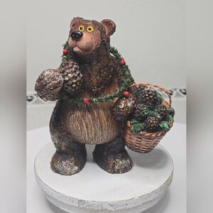 Bear Figurine with Pinecone Basket & Garland Figure Decor [ Read Details ]
